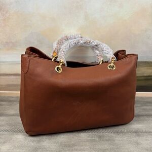 Mark & Graham Bamboo Elisabetta Slouch Sauvage Leather Handbag Purse Hazelnut OB